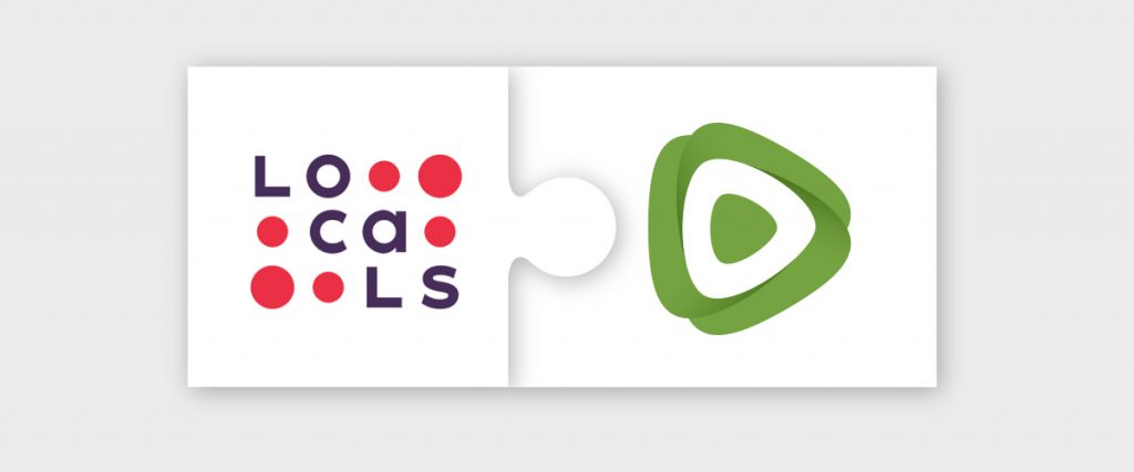 Locals logo and Rumble logo in the shape of puzzle pieces beside each other